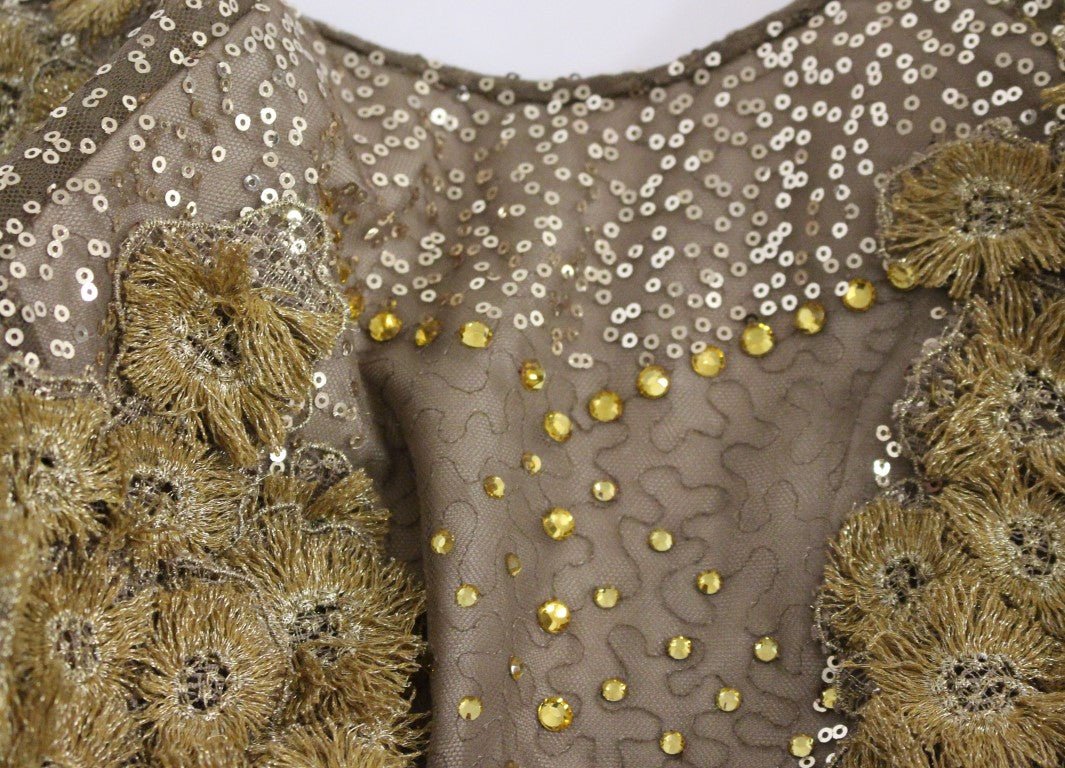 Lanre Da Silva Ajayi GOLD Long Lace Maxi Crystal Dress - Fizigo